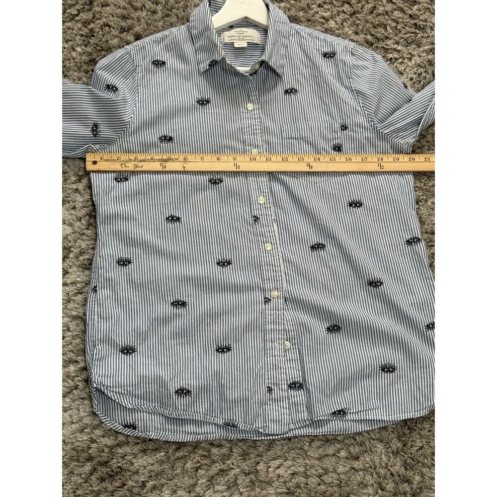 Trovata Birds of Paradis Womens Striped Embroidered Button-Down Shirt Top Size S - Picture 12 of 13